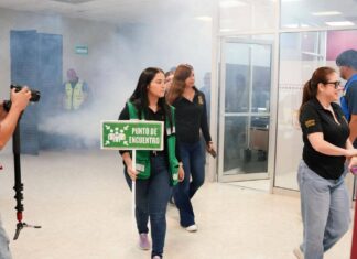 Realizan simulacro en el marco de los 40 años de Protección Civil