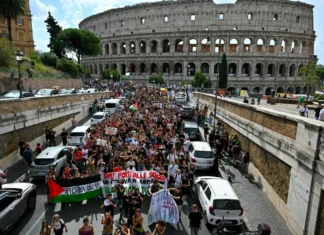 Más de 100 mil exigen en Italia detener el genocidio en la franja