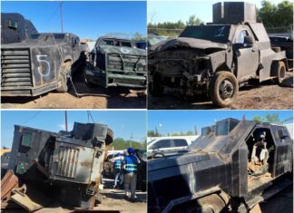 Destruyen vehículos tipo «monstruos» con blindaje artesanal