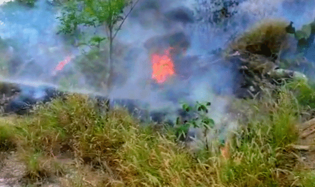 Reportan incendio en pastizal que dejo solo daños materiales