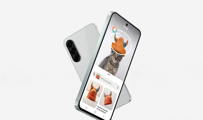 Celular Samsung con resistencia al agua y cámara de 50 megapixeles. Tiene 6 años de actualizaciones Android