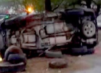 Vuelca unidad en carretera Reynosa-Río Bravo dejando daños materiales