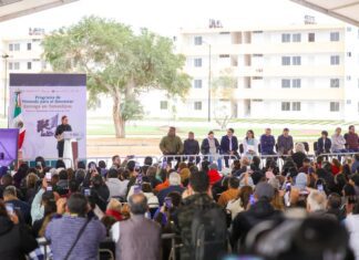 Encabezó Claudia Sheinbaum Pardo entrega de beneficios junto con Américo Villarreal Anaya y Carlos Peña Ortiz