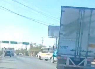 Choca pecera y tráiler en la carretera Río Bravo-Reynosa dejando daños