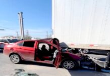 Queda prensado tras impactarse contra un tráiler en carretera Reynosa-Río Bravo