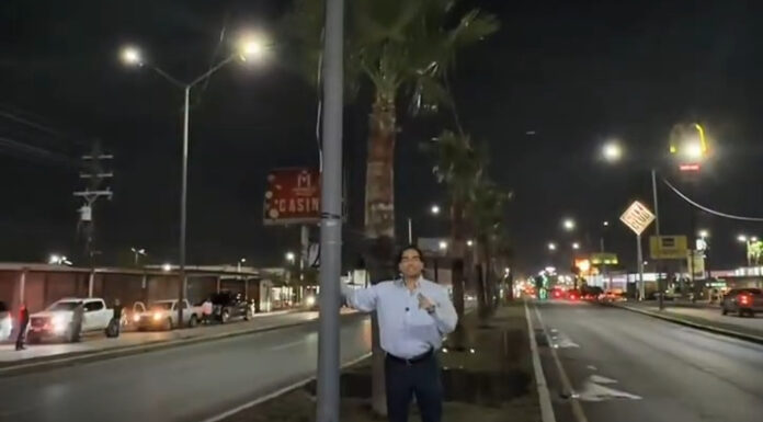 Implementa Carlos Peña Ortiz programa nocturno de rehabilitación de alumbrado público en Reynosa